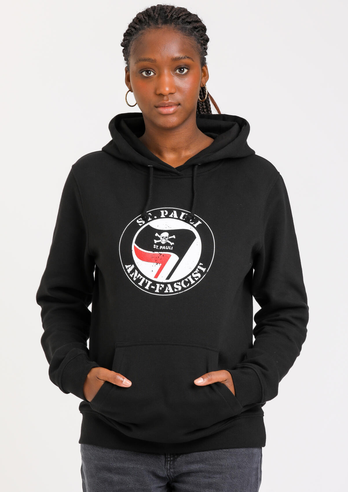 Hoodie - waisted "Anti Fascist"