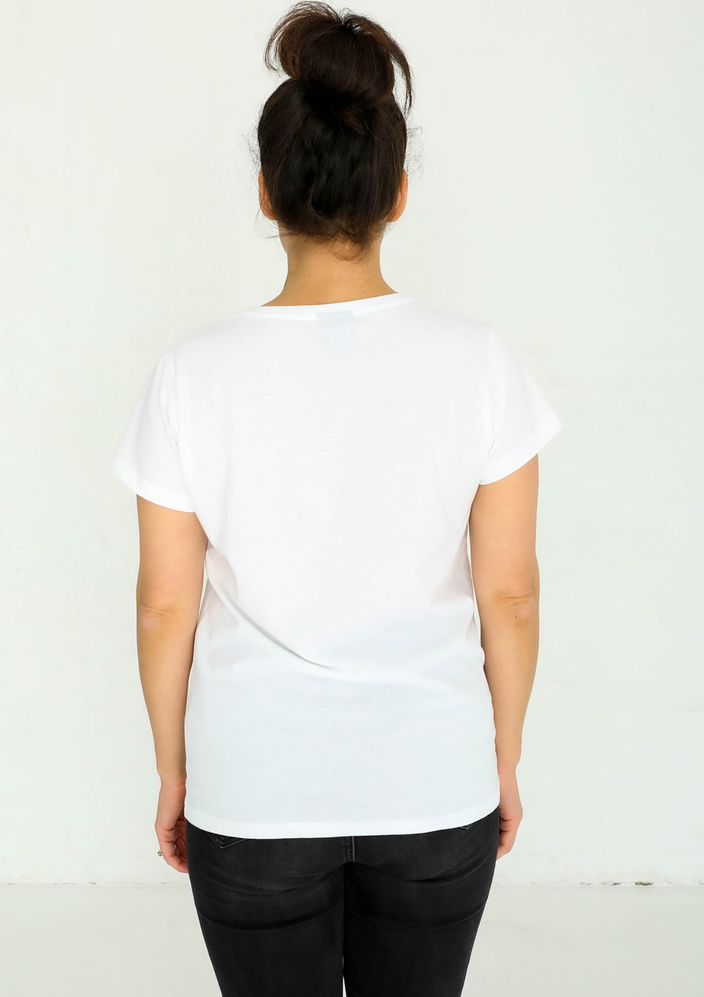 T-Shirt Basic tailliert Totenkopf Weiß