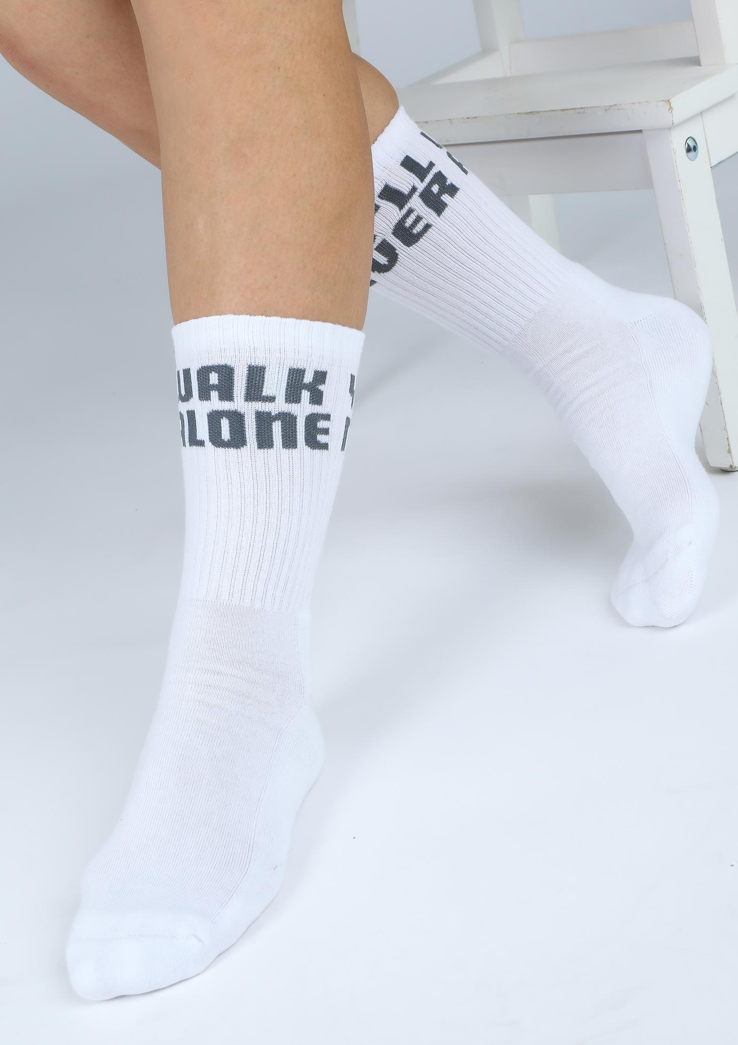 Tennissocken "You´ll never walk alone" weiss