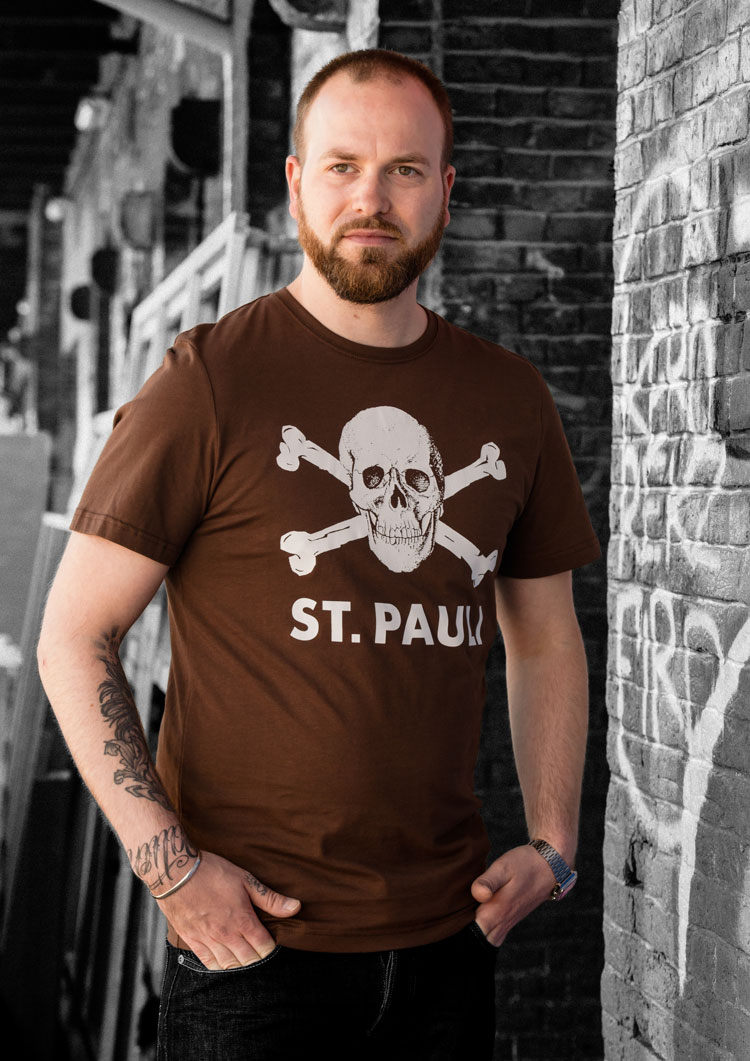 Skull and crossbones T-shirt, brown