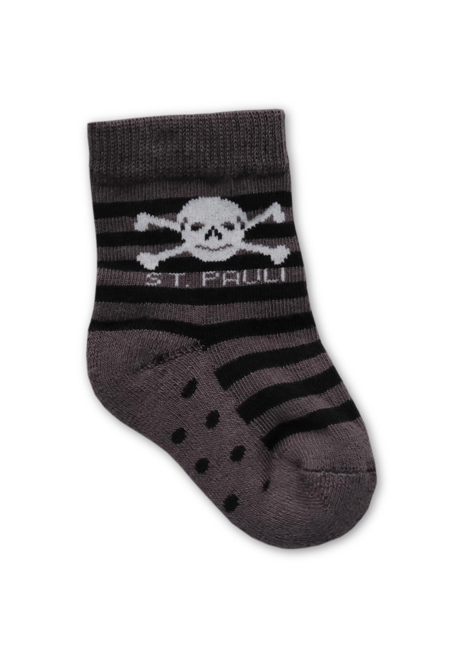 Baby socks skull and crossbones anthra stripes