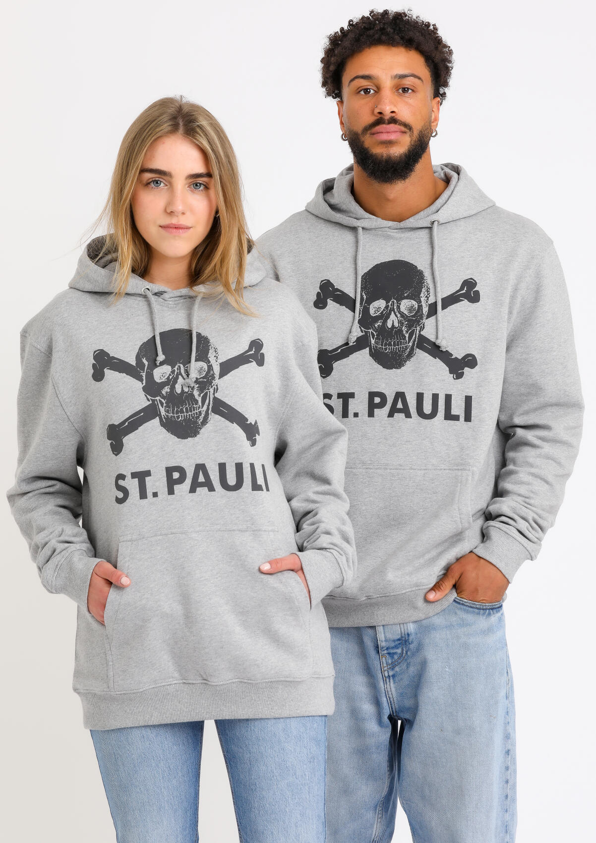 Kapuzenpullover Totenkopf Grau