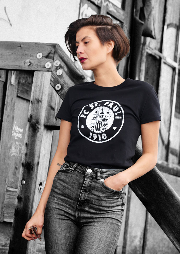 Women's logo T-shirt, black-white