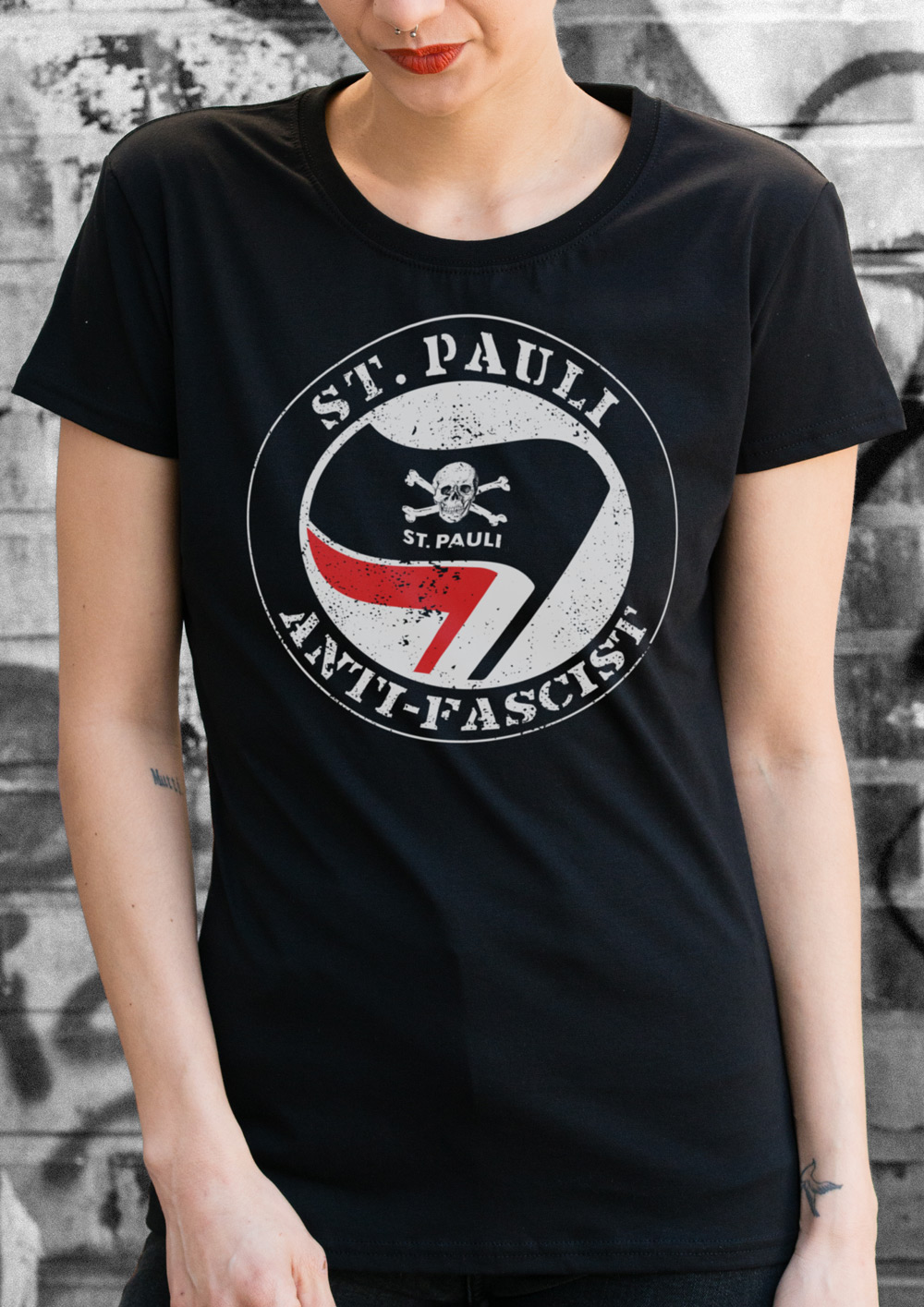 Women's T-Shirt Anti Fascist - Black