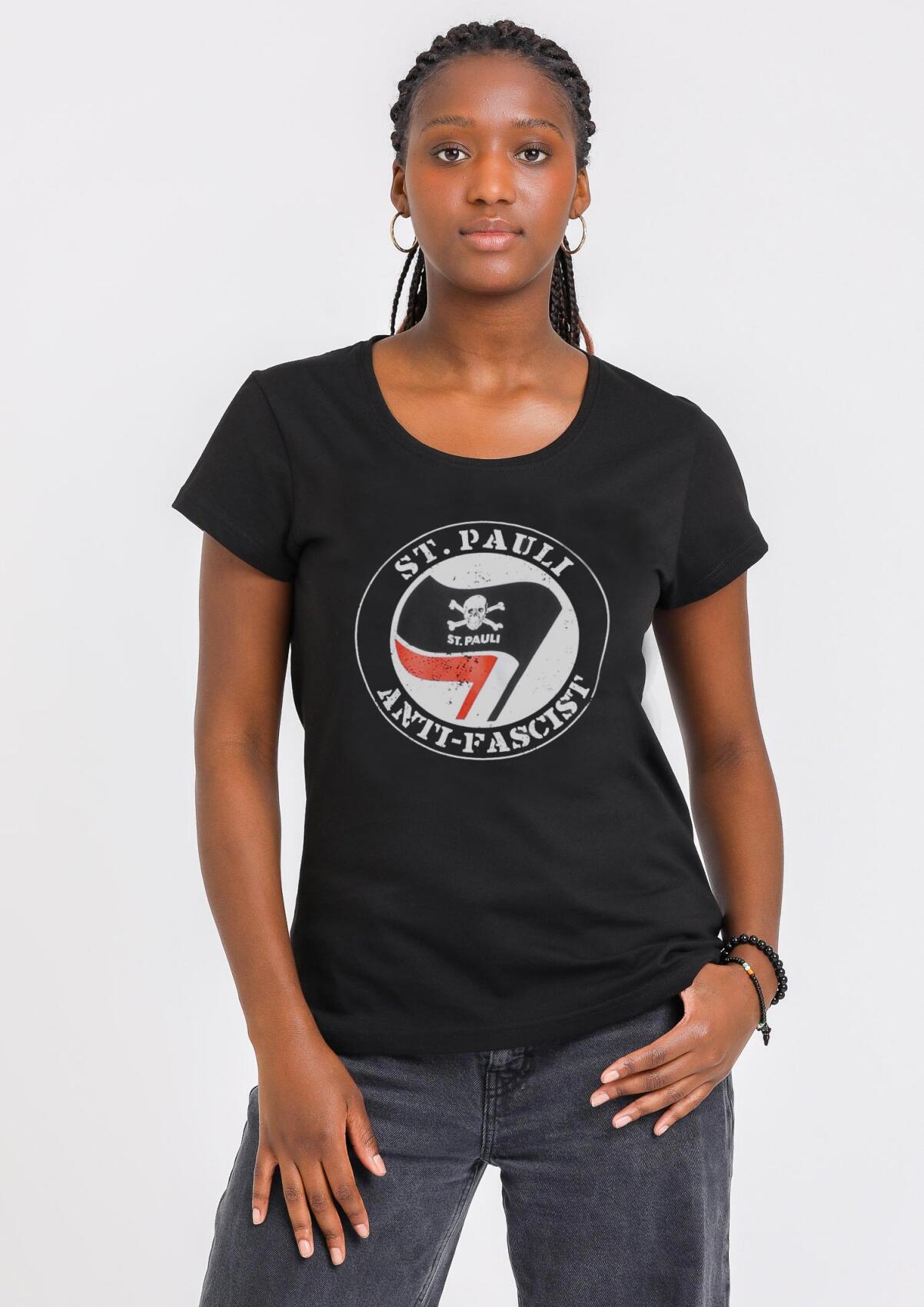 T-Shirt - tailliert "Anti Fascist Schwarz"