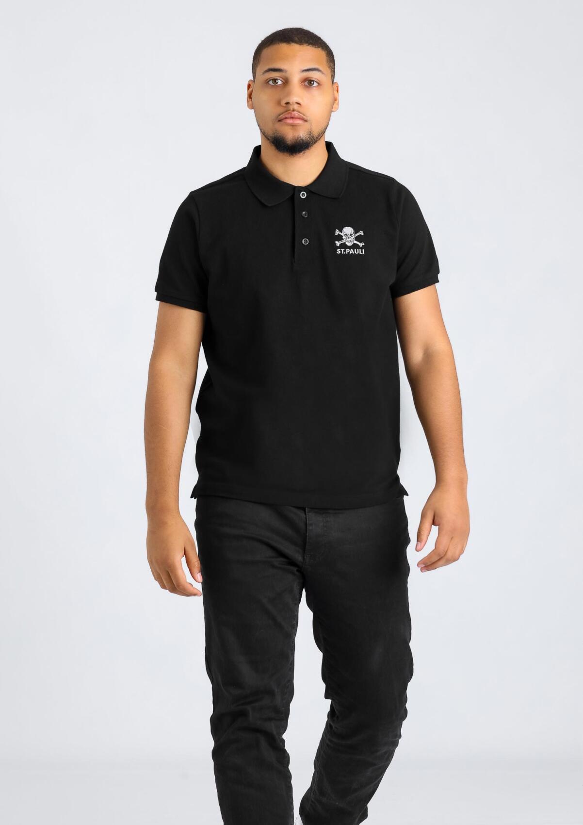 Skull and crossbones polo shirt, black