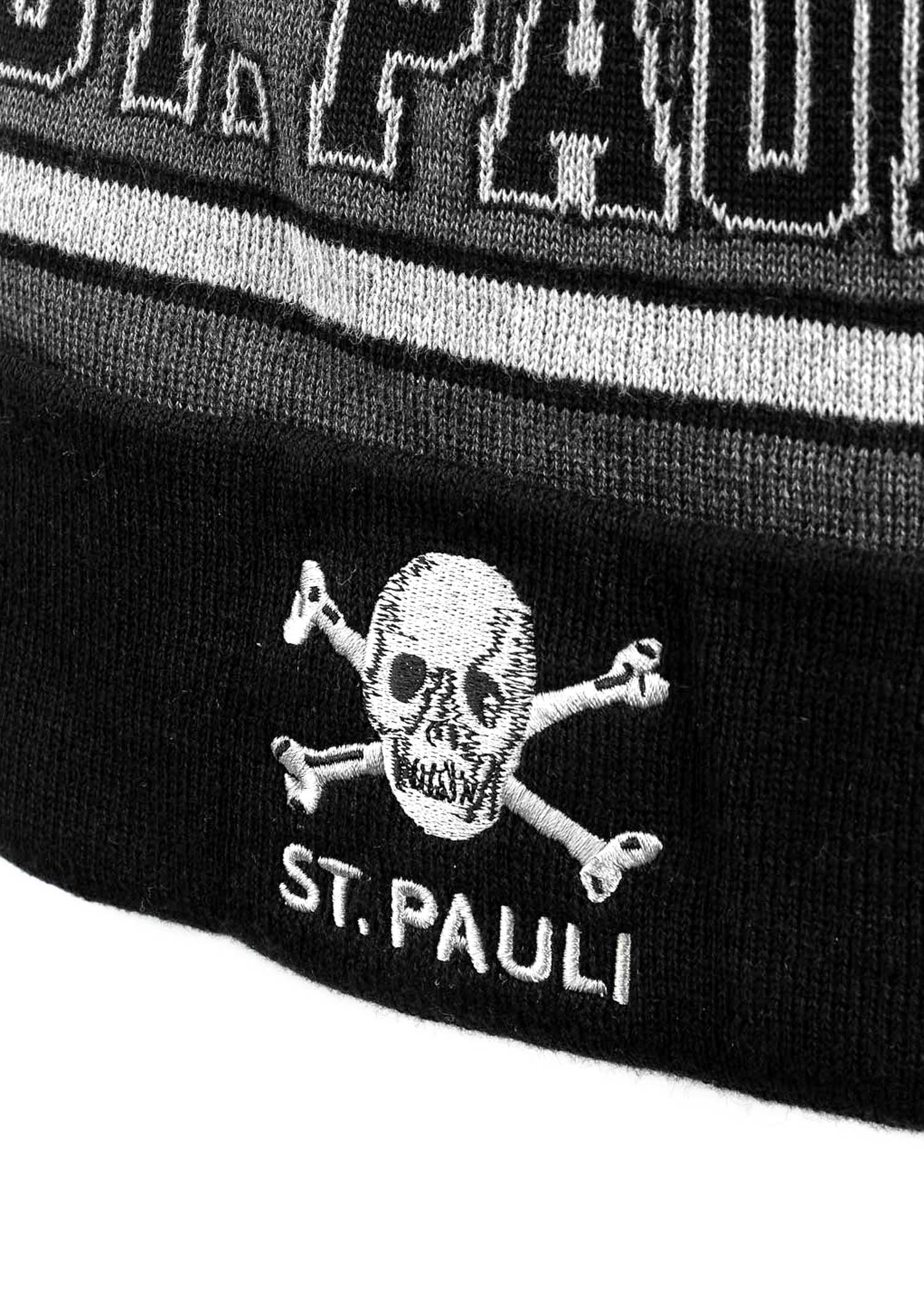 Bommelmütze "Totenkopf St. Pauli" schwarz - grau