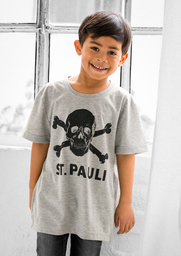 Children's skull and crossbones T-shirt, grey