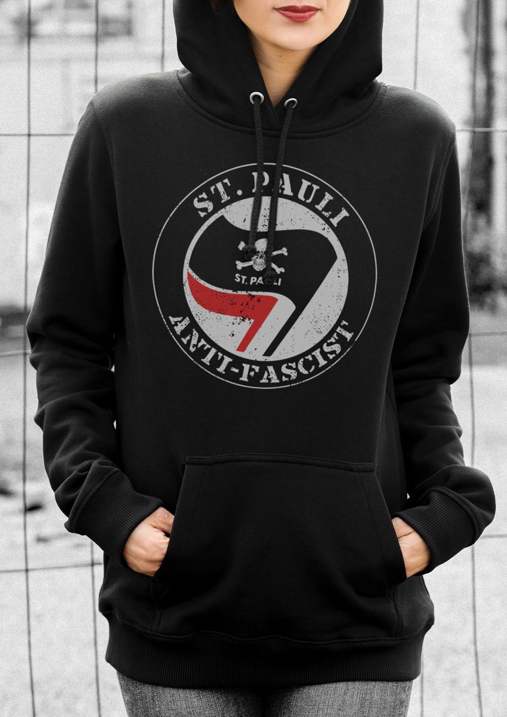 Women Hooded Sweater Anti Fascist