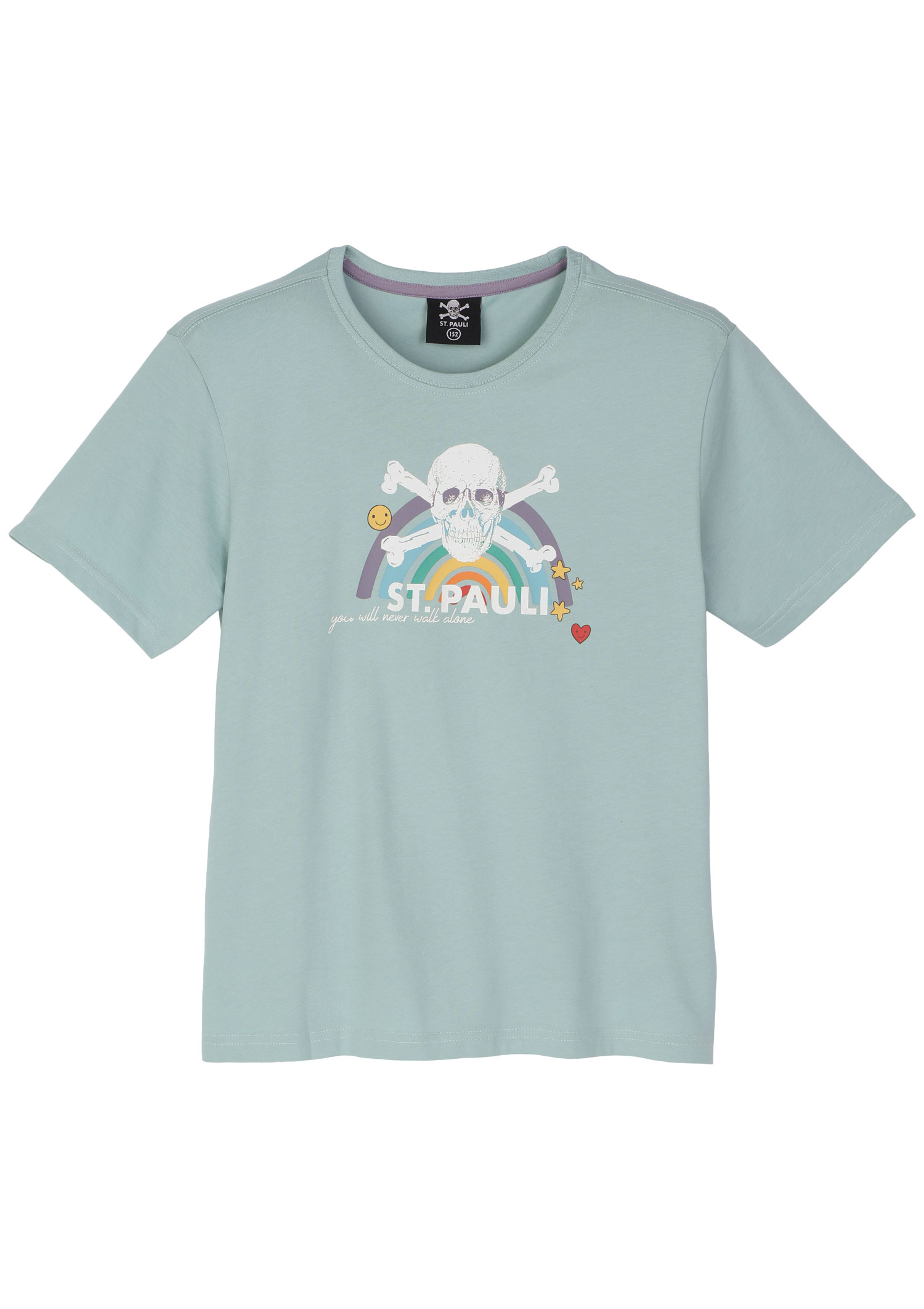 Kinder T-Shirt "Totenkopf Regenbogen" mint