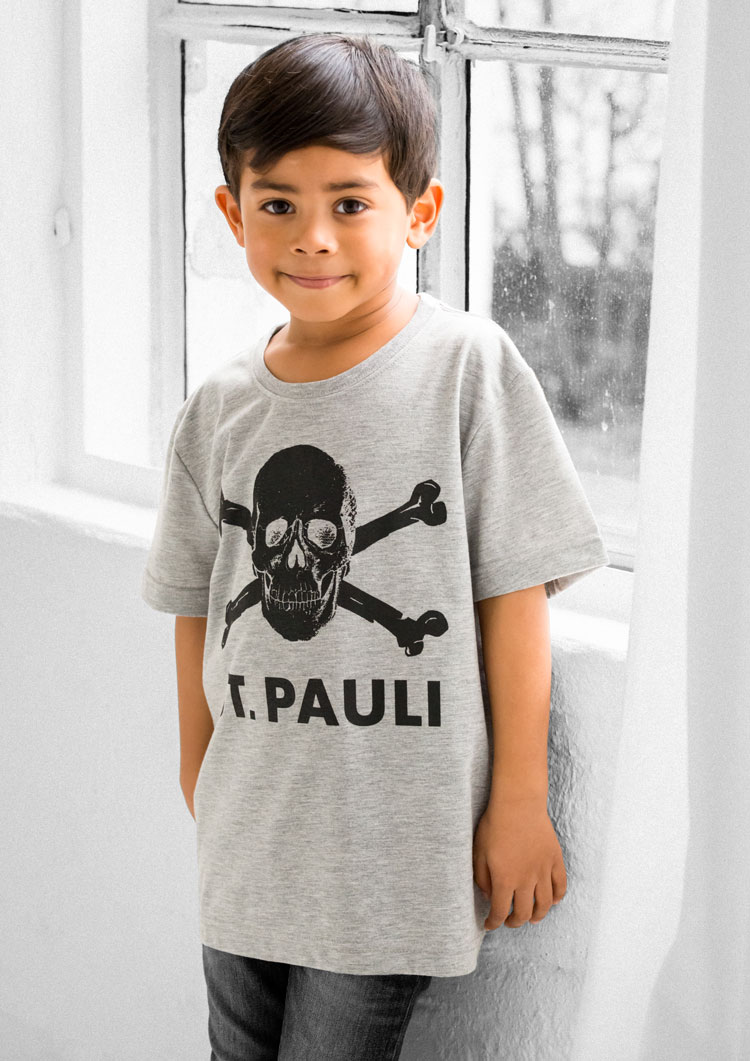 Kinder T-Shirt Totenkopf Grau