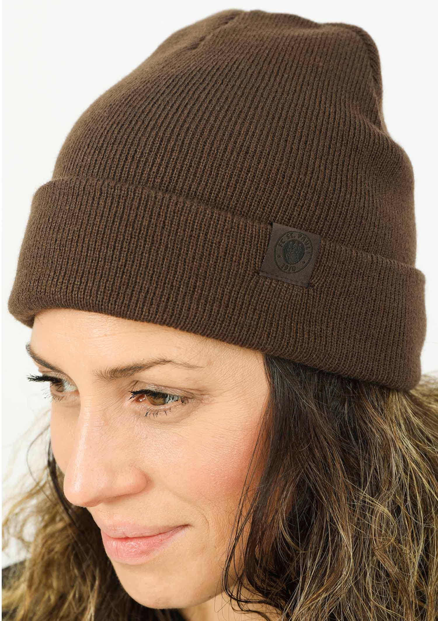 Beanie fisherman brown logo