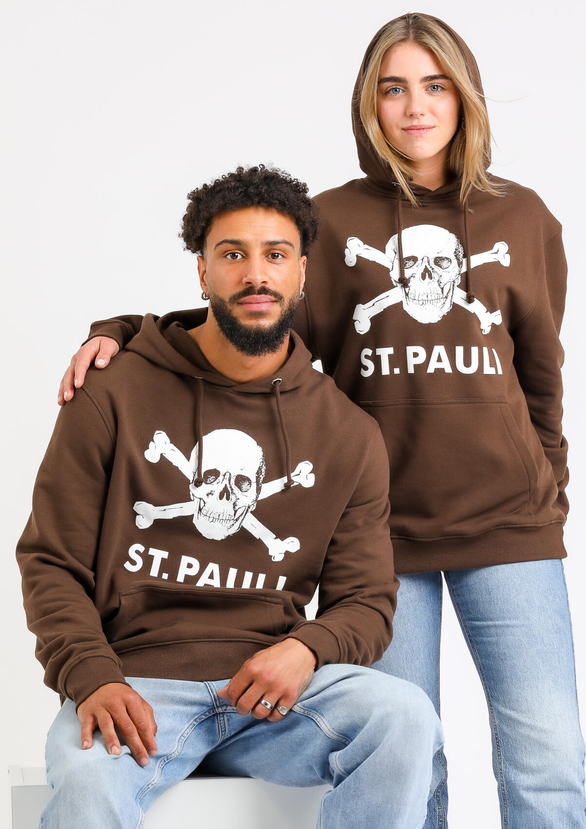 Hooded sweater Skull Brown