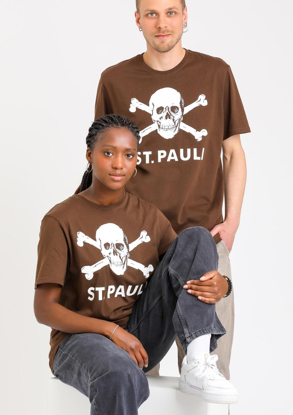 Skull and crossbones T-shirt, brown