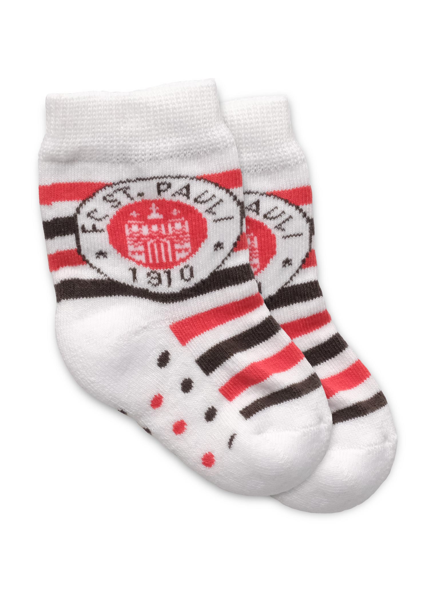 Baby socks logo brown-white-red striped