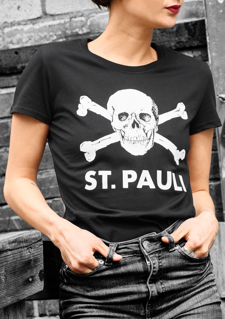 Women's skull and crossbones T-shirt I, black