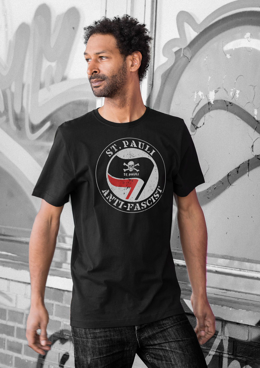 T-Shirt Anti Fascist - Schwarz