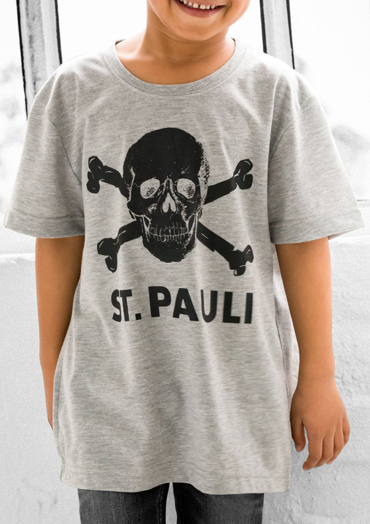 Children's skull and crossbones T-shirt, grey