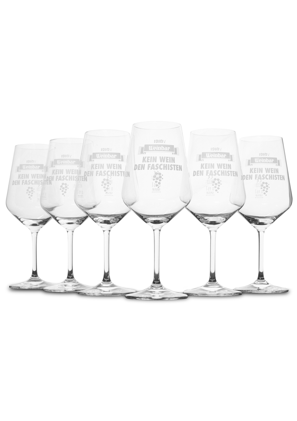 wine glasses "no wine for facists" 6pcs