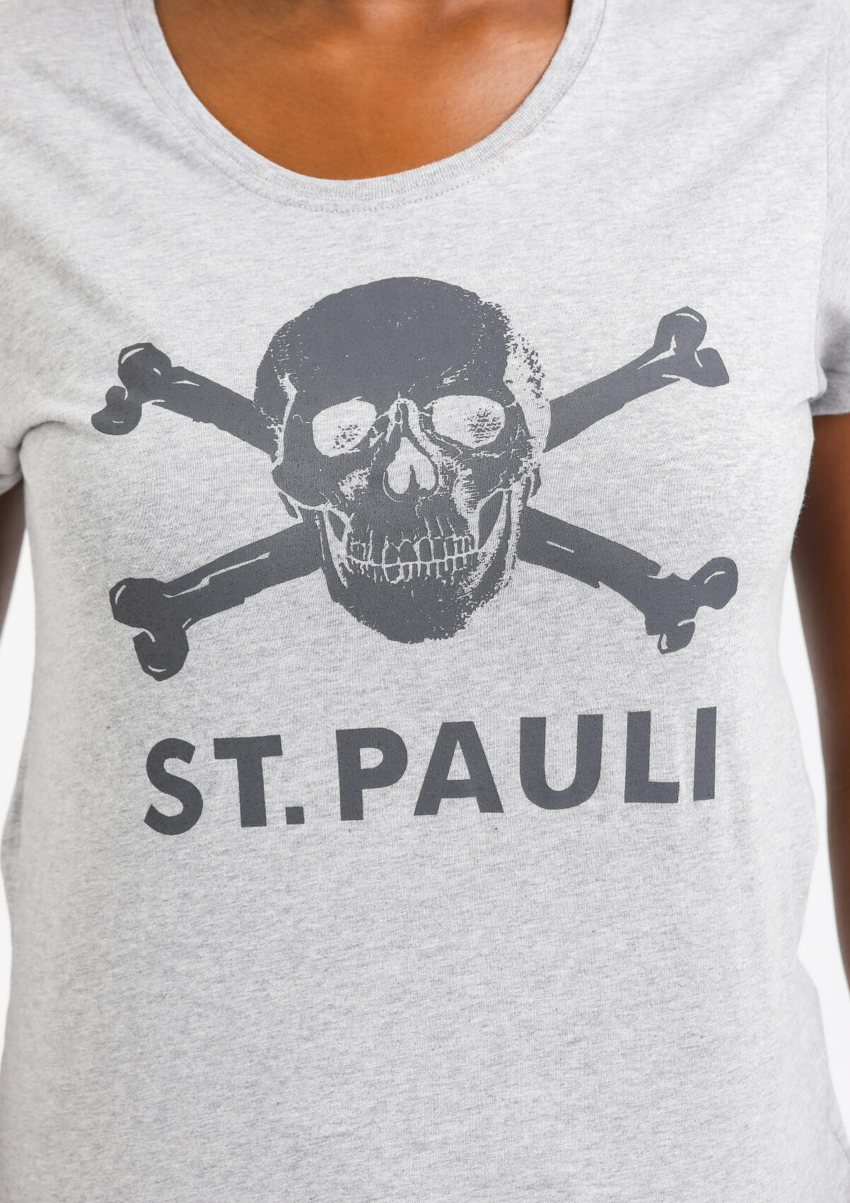 Frauen T-Shirt Totenkopf Grau 