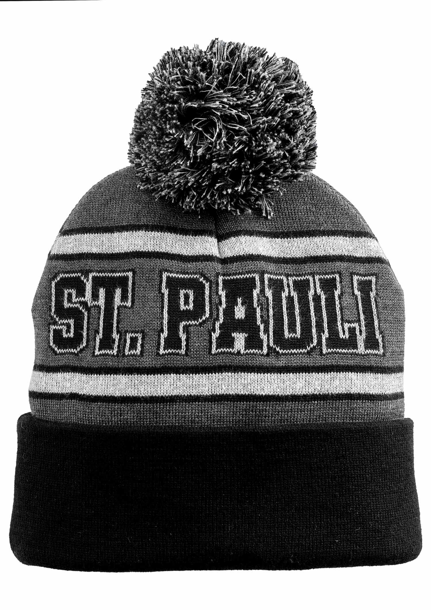 Pom-Pom Beanie "Skull St. Pauli" black - grey