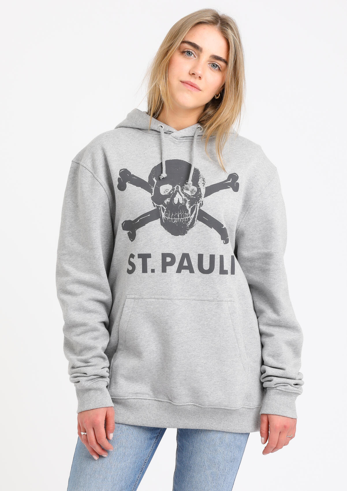 Kapuzenpullover Totenkopf Grau