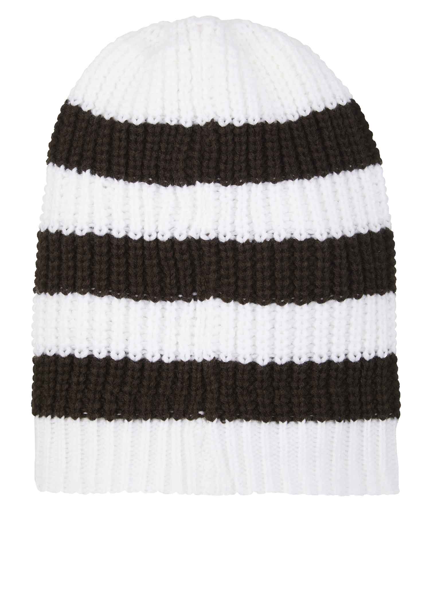 Beanie - Knitted Stripes Logo White