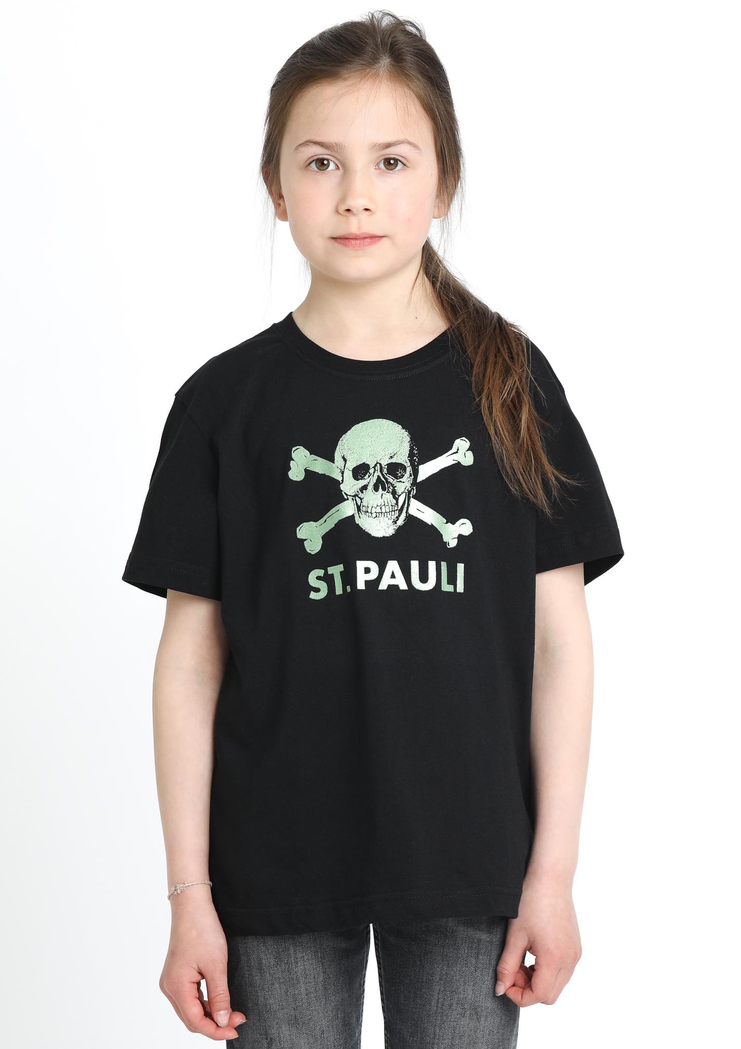 Kinder T-Shirt Glitzer schwarz-grün