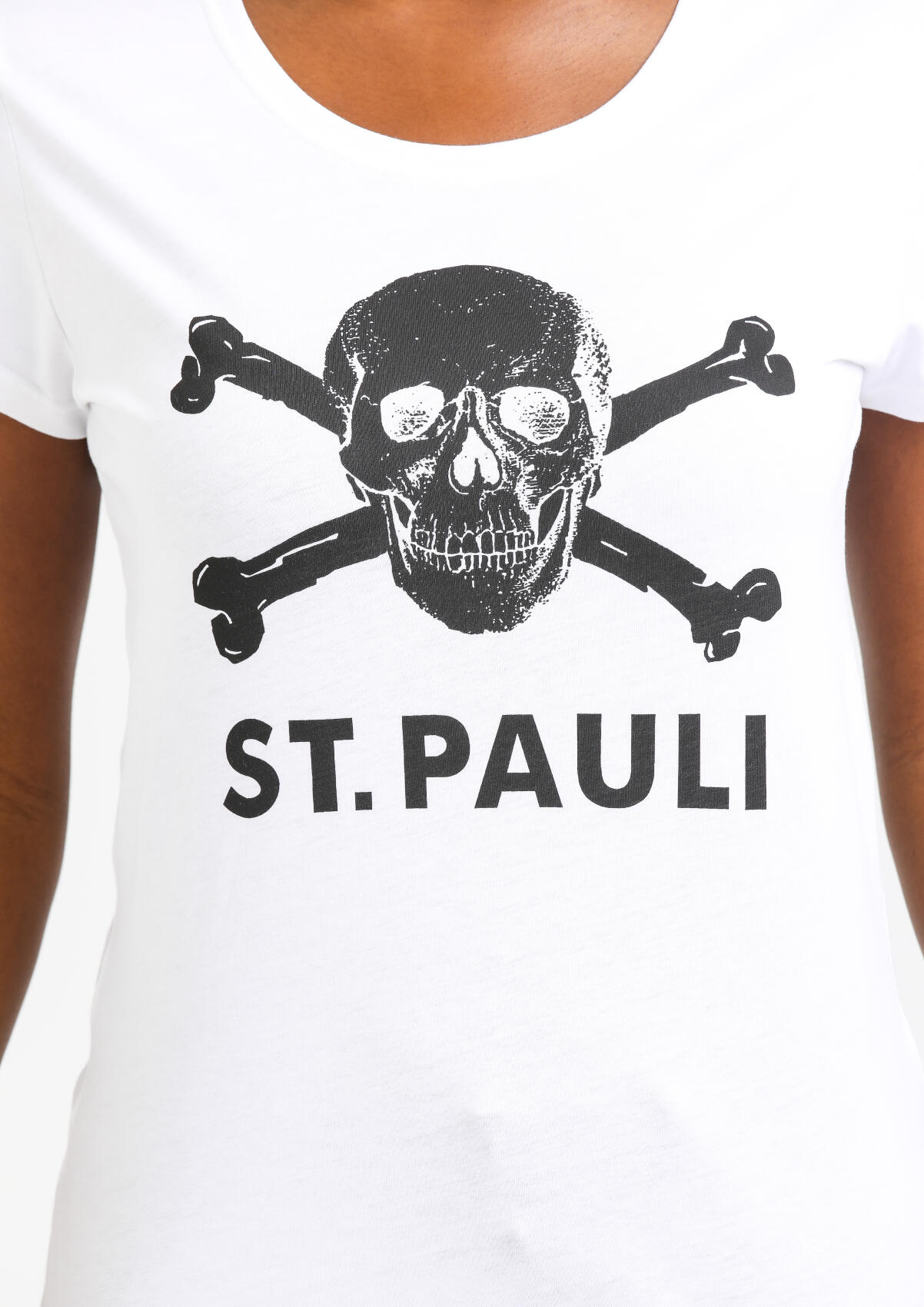 Frauen T-Shirt Totenkopf Weiss