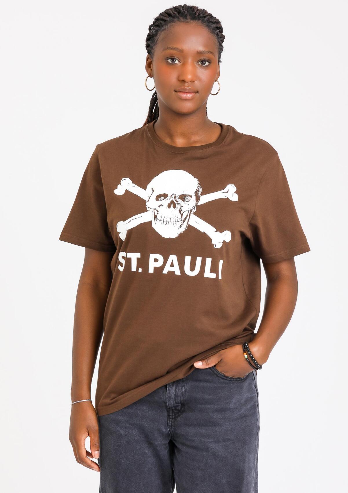 T-Shirt Totenkopf Braun