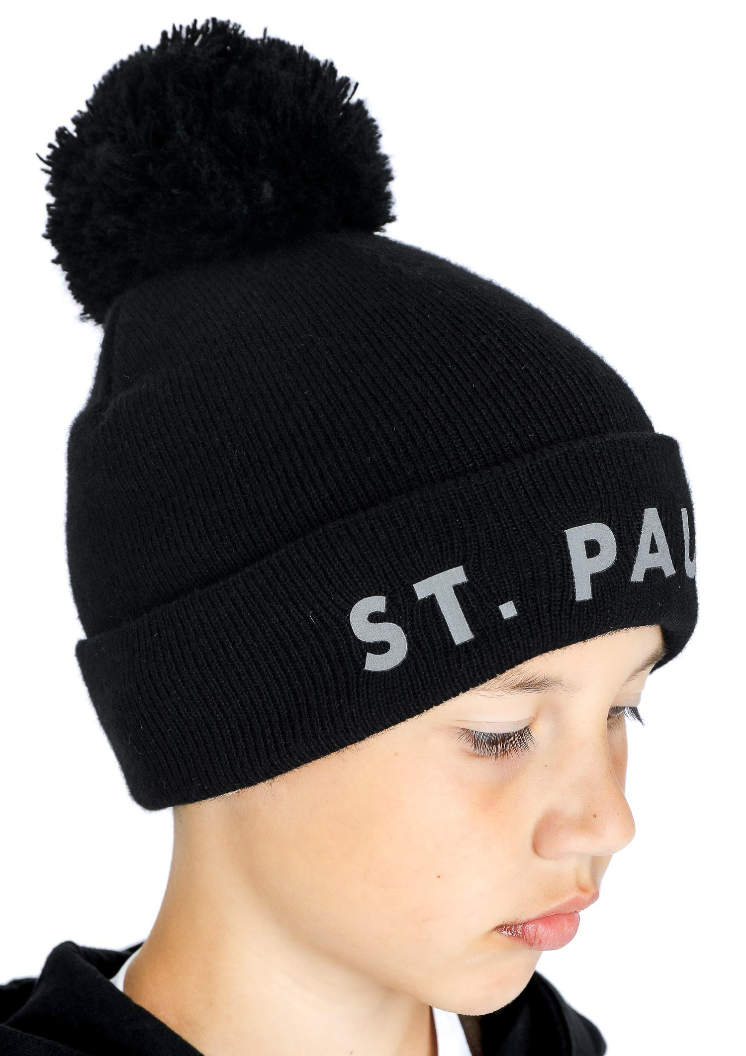 Pom-Pom Beanie Kids "St. Pauli Reflective" black