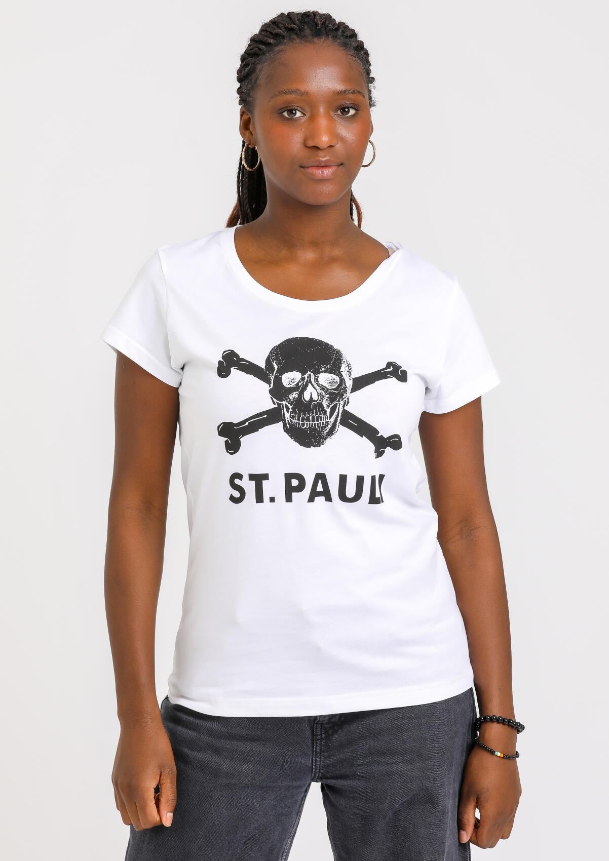 T-Shirt - waisted "Skull and crossbones white"