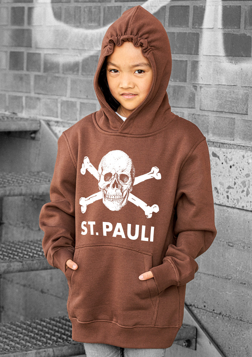 Children's Hooded sweater Skull Brown