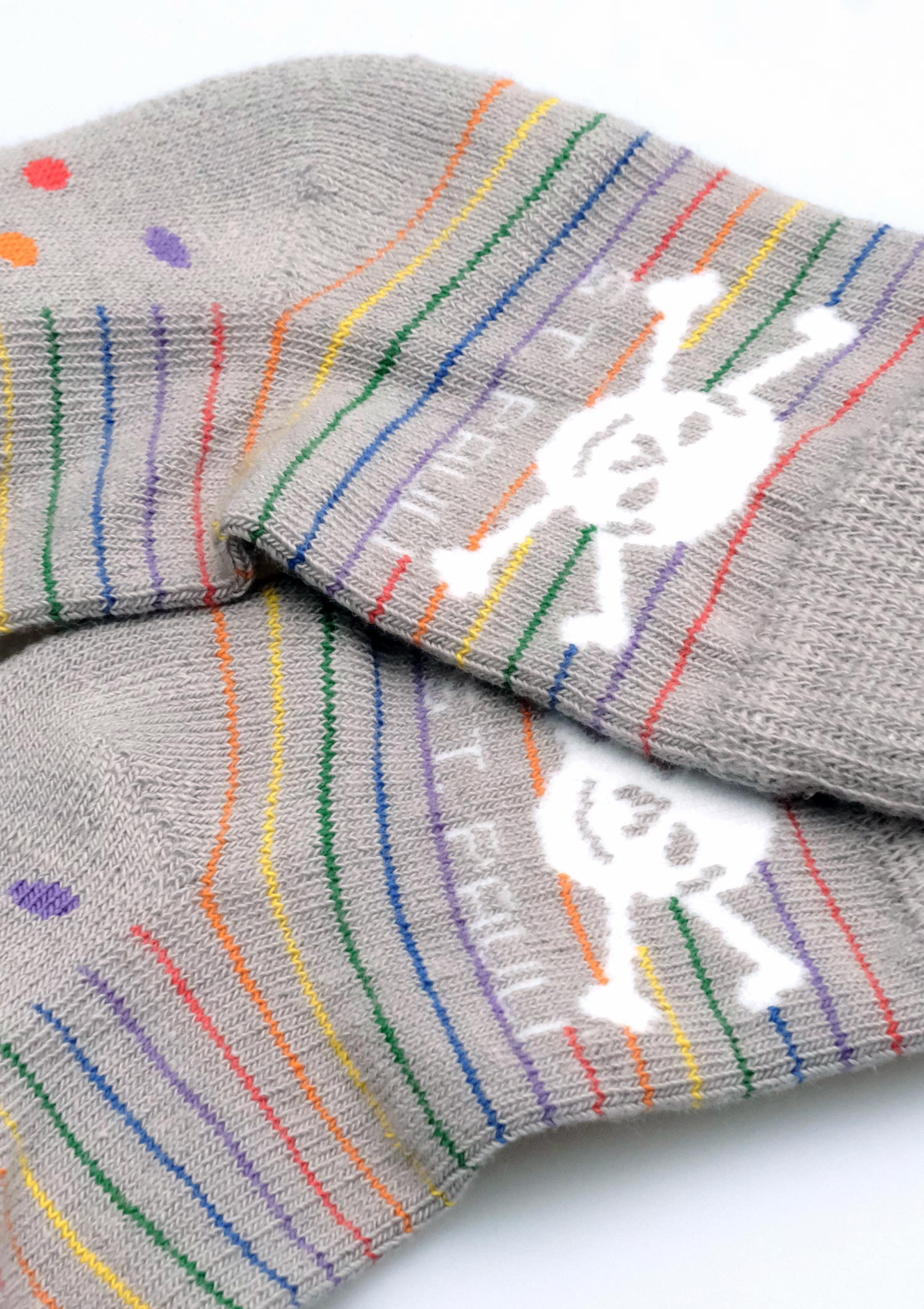 Baby Socken Totenkopf Regenbogen Streifen grau