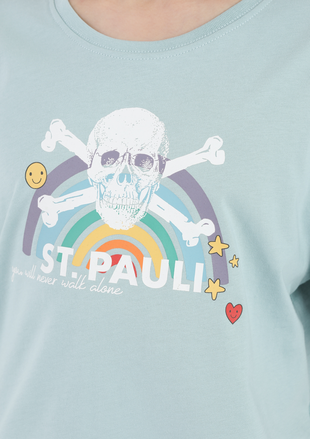 Kids T-Shirt "Skull and Crossbones Rainbow" mint