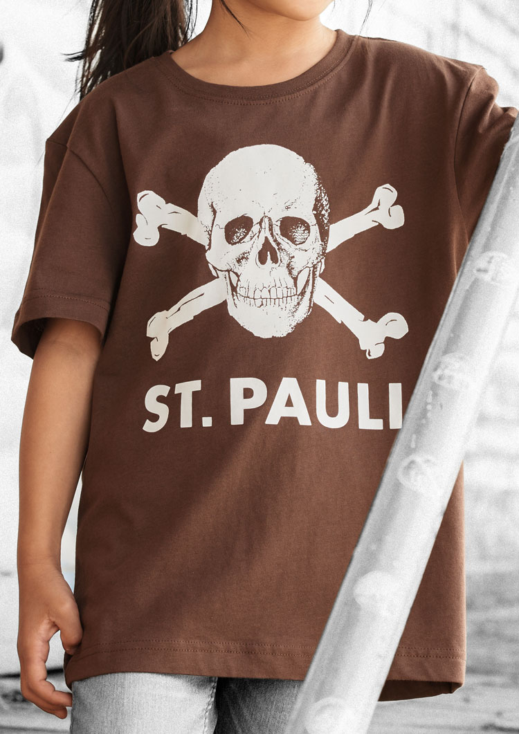 Children's skull and crossbones T-shirt, brown