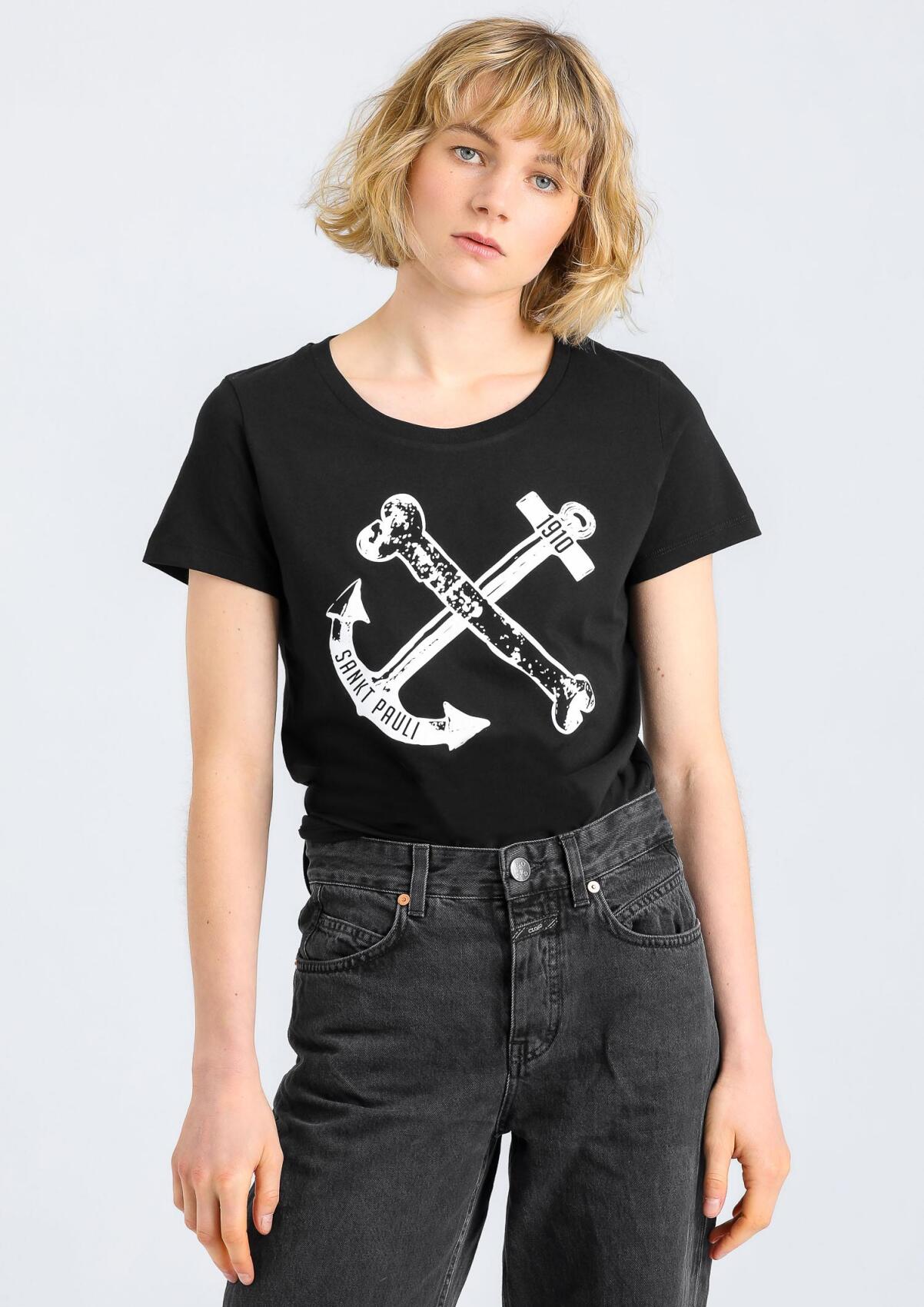 Frauen T-Shirt Anker Schwarz